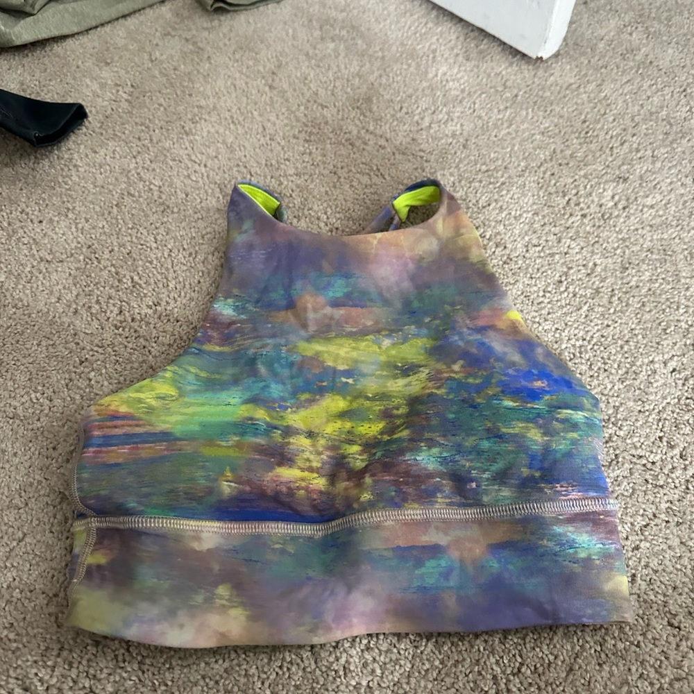 Lululemon like a cloud ribbed long line bra. Size four. Multicolored tie dye